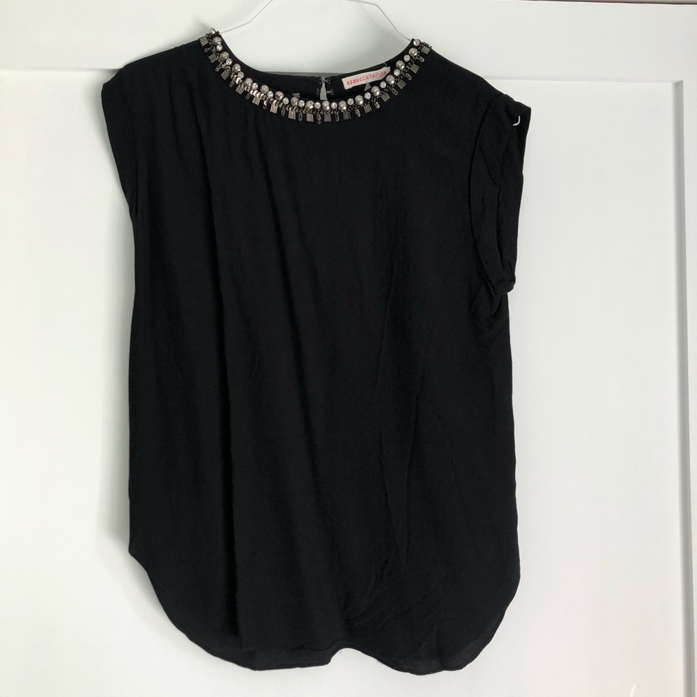 REBECCA TAYLOR jeweled neck blouse